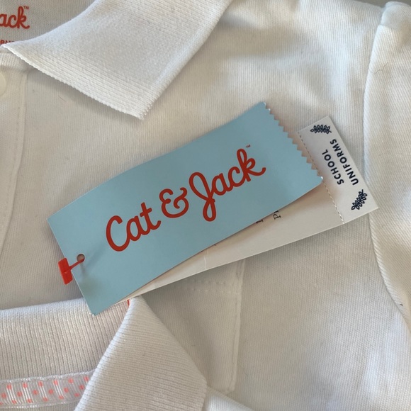 Cat and Jack Girls Interlock Polo White School Uniform T-Shirts.S - Picture 4 of 5